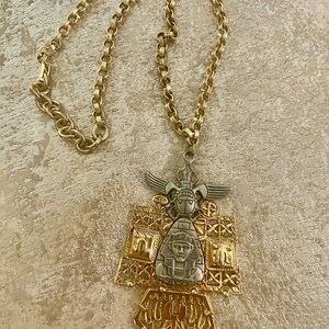 Gold and Silver Egyptian Pendant Necklace
